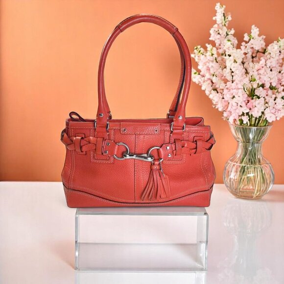 Coach Handbags - COACH Hamptons Braided Satchel in orange